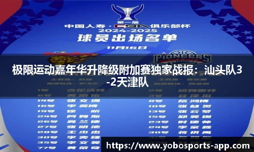 极限运动嘉年华升降级附加赛独家战报：汕头队3-2天津队
